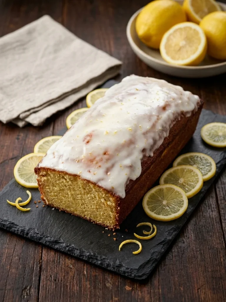 Whole lemon loaf with lemon glaze